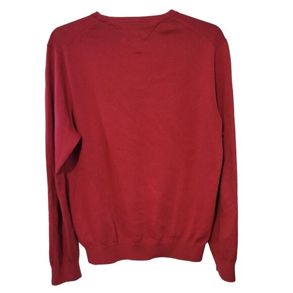 Tommy Hilfiger Men's Sz L Red LS Crew Neck 100% Cotton Rib Knit Pullover Sweater - Picture 7 of 7